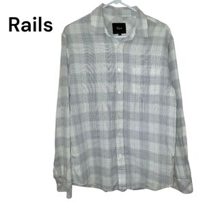 REVOLVE Rails Wyatt Shirt Men's Plaid Shirt, M, White, Grey, EUC